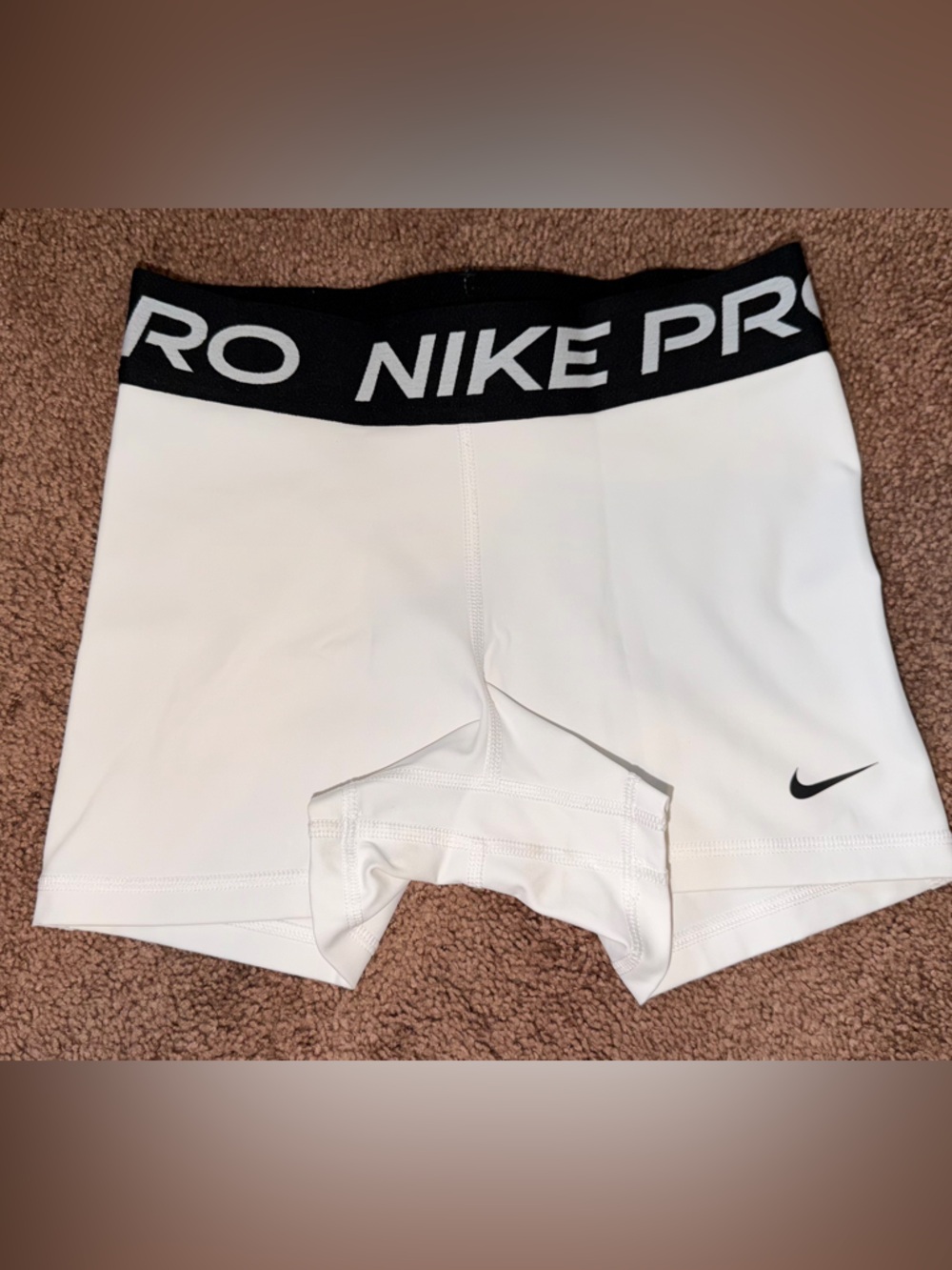 Nike White Performance Compression Shorts with Black Branded Waistband